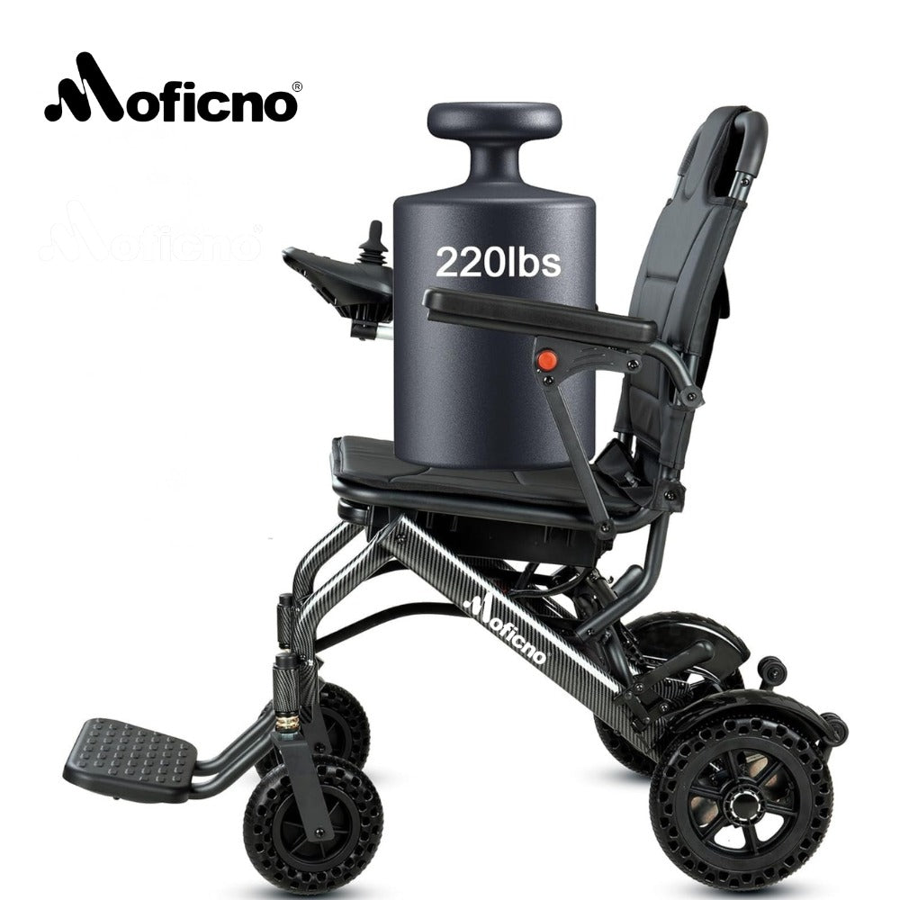 Moficno 16kg Light Weight Folding Electric Wheelchair Portable Aluminum Powerchairs Dual Controller Wheelchair Electric