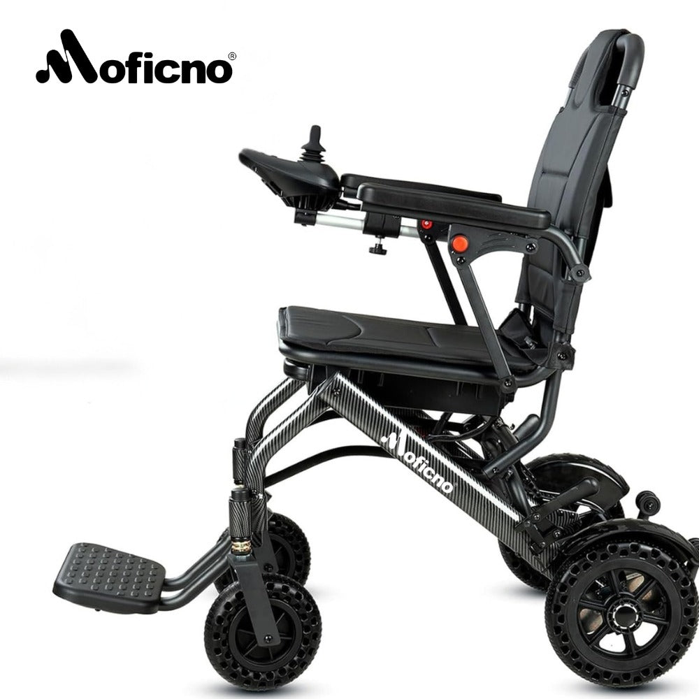 Moficno 16kg Light Weight Folding Electric Wheelchair Portable Aluminum Powerchairs Dual Controller Wheelchair Electric