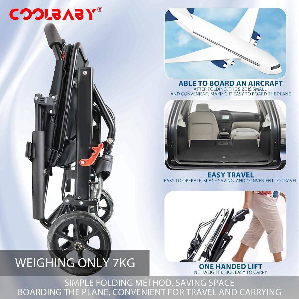 COOLBABY SSZ-LY09-BL: Lightweight Aircraft Wheelchair for Easy Travel - Ultra-light, Portable, and with Storage Bag! - COOLBABY