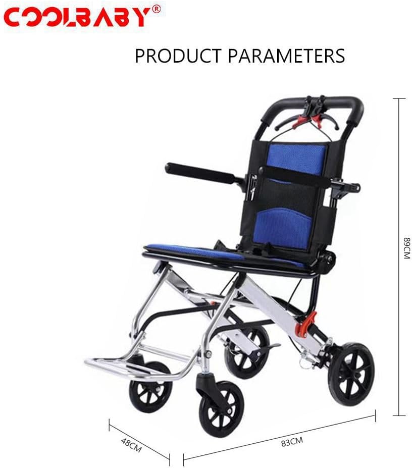 COOLBABY SSZ-LY09-BL: Lightweight Aircraft Wheelchair for Easy Travel - Ultra-light, Portable, and with Storage Bag! - COOLBABY